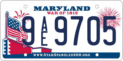 MD license plate 9AE9705