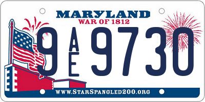 MD license plate 9AE9730
