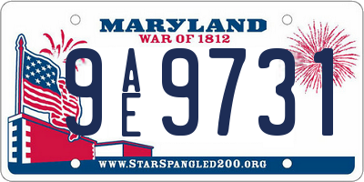 MD license plate 9AE9731