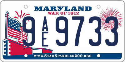 MD license plate 9AE9733