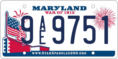 MD license plate 9AE9751