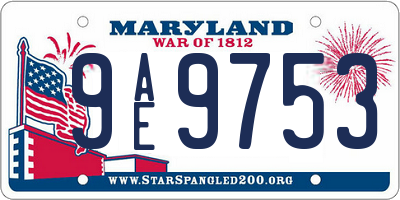 MD license plate 9AE9753