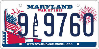 MD license plate 9AE9760