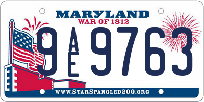MD license plate 9AE9763