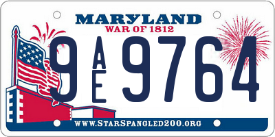 MD license plate 9AE9764