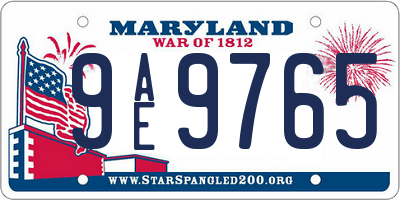 MD license plate 9AE9765