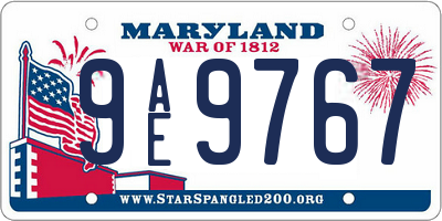 MD license plate 9AE9767