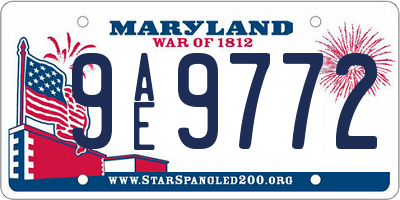 MD license plate 9AE9772