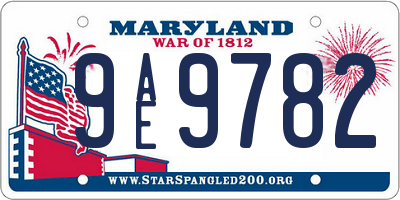 MD license plate 9AE9782