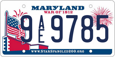 MD license plate 9AE9785
