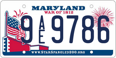 MD license plate 9AE9786