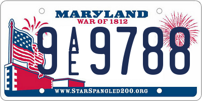 MD license plate 9AE9788