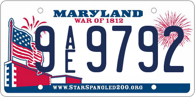 MD license plate 9AE9792
