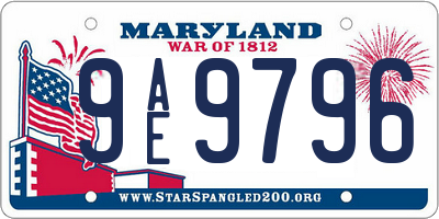 MD license plate 9AE9796