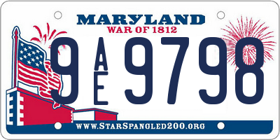 MD license plate 9AE9798