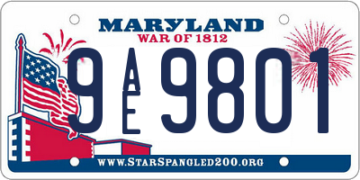 MD license plate 9AE9801