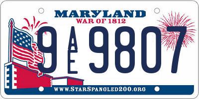 MD license plate 9AE9807