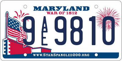 MD license plate 9AE9810
