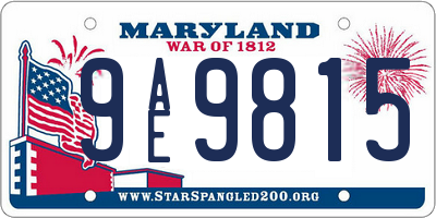 MD license plate 9AE9815