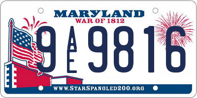 MD license plate 9AE9816