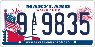 MD license plate 9AE9835