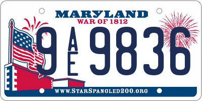 MD license plate 9AE9836