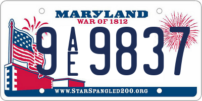 MD license plate 9AE9837