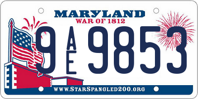 MD license plate 9AE9853