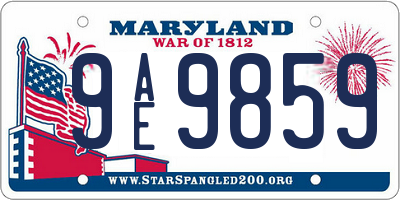 MD license plate 9AE9859