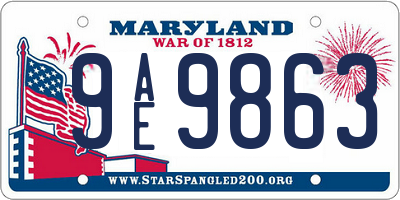 MD license plate 9AE9863