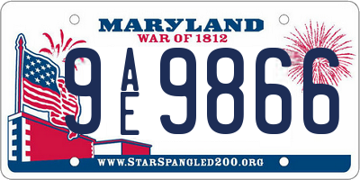 MD license plate 9AE9866