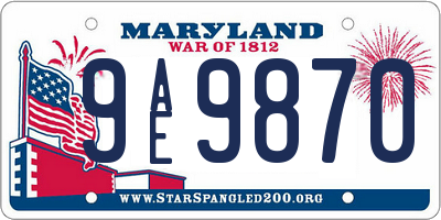 MD license plate 9AE9870