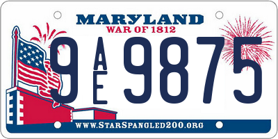 MD license plate 9AE9875
