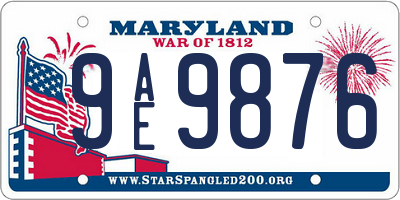 MD license plate 9AE9876