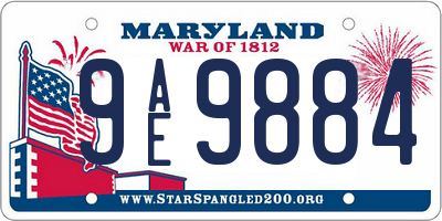 MD license plate 9AE9884