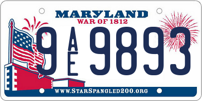 MD license plate 9AE9893