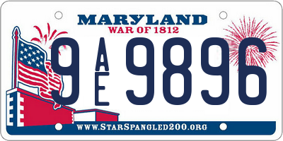 MD license plate 9AE9896