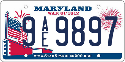 MD license plate 9AE9897