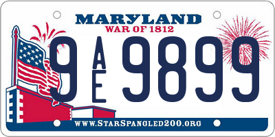 MD license plate 9AE9899