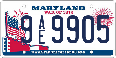 MD license plate 9AE9905