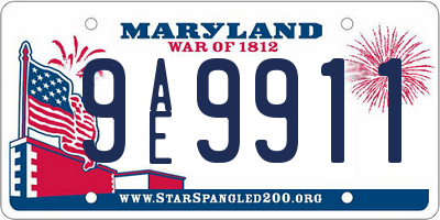 MD license plate 9AE9911