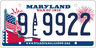 MD license plate 9AE9922