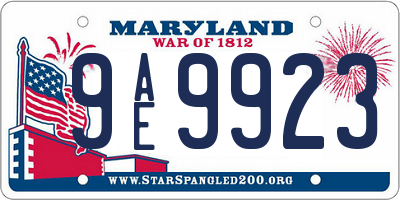 MD license plate 9AE9923