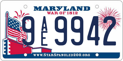 MD license plate 9AE9942