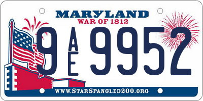 MD license plate 9AE9952