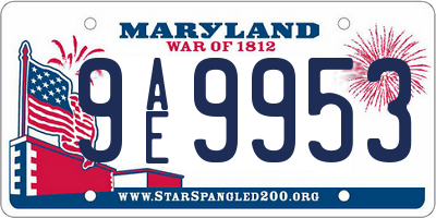 MD license plate 9AE9953