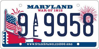 MD license plate 9AE9958