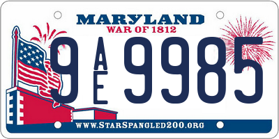 MD license plate 9AE9985