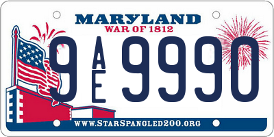 MD license plate 9AE9990
