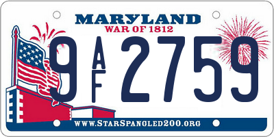 MD license plate 9AF2759